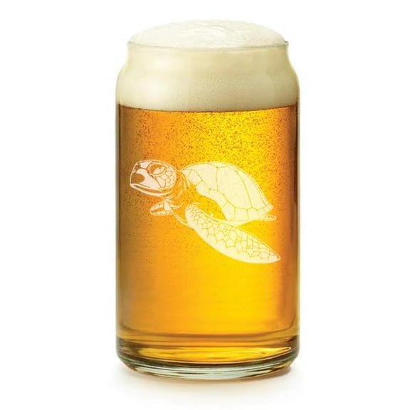 16 oz Beer Can Glass Gift Swimming Turtle