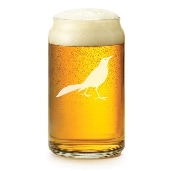 16 oz Beer Can Glass Grackle Bird