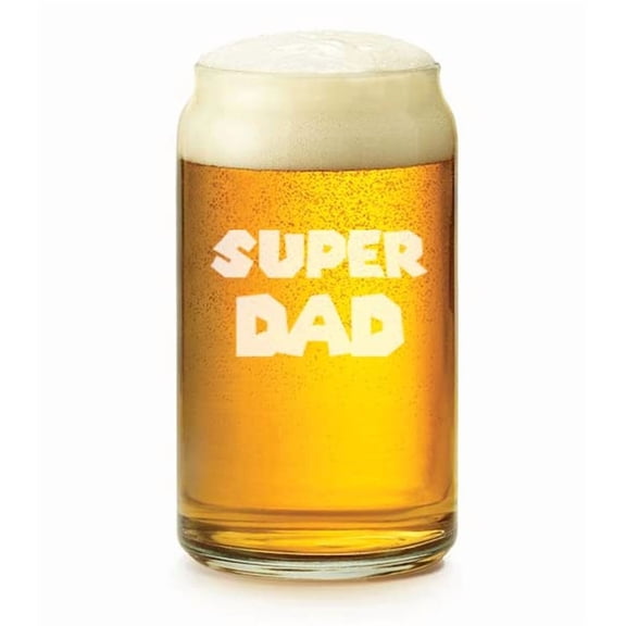 16 oz Beer Can Glass Super Dad Father