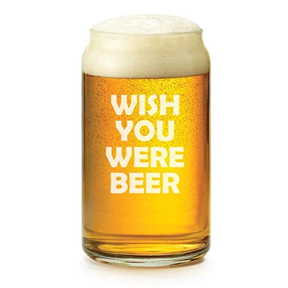 16 oz Beer Can Glass Wish You Were Beer Funny