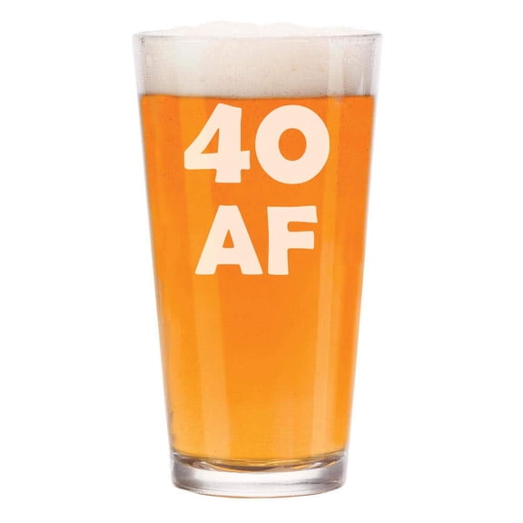 16 oz Beer Pint Glass 40 AF 40th Birthday Funny
