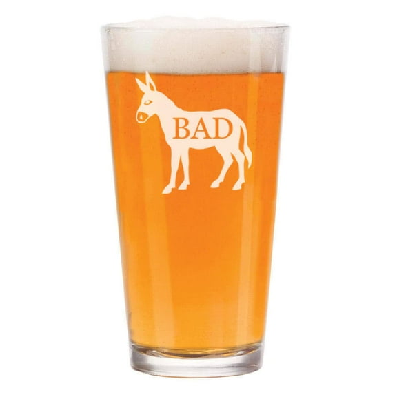 16 oz Beer Pint Glass Bad Ass Donkey Funny