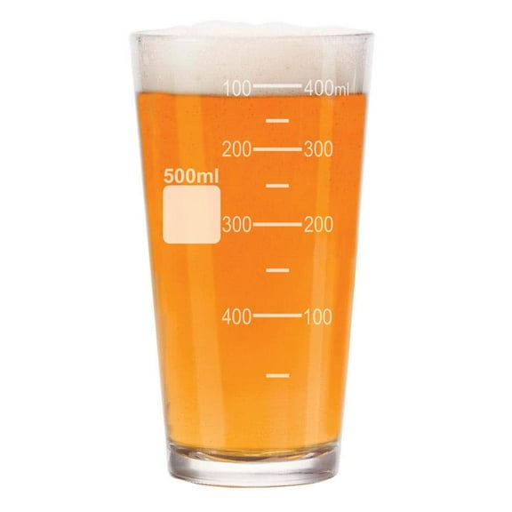 16 oz Beer Pint Glass Beaker Style Measuring Cup 500 Milliliter mL Chemistry Gift, Science Gift