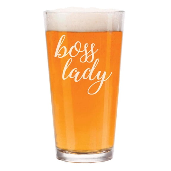 16 oz Beer Pint Glass Boss Lady