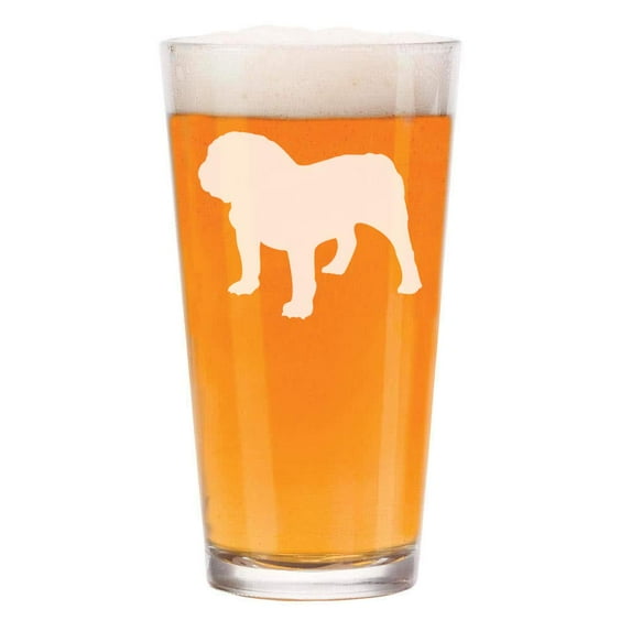 16 oz Beer Pint Glass Bulldog
