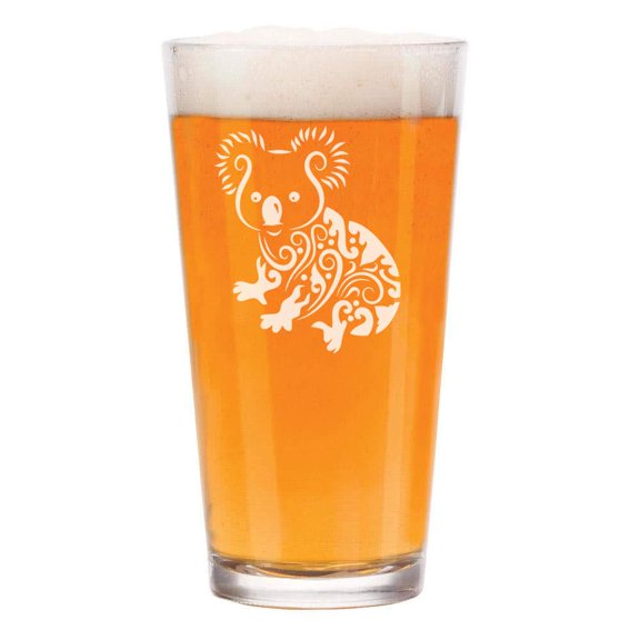 16 oz Beer Pint Glass Fancy Koala Bear