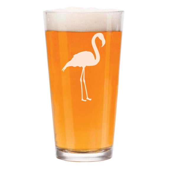 16 oz Beer Pint Glass Flamingo