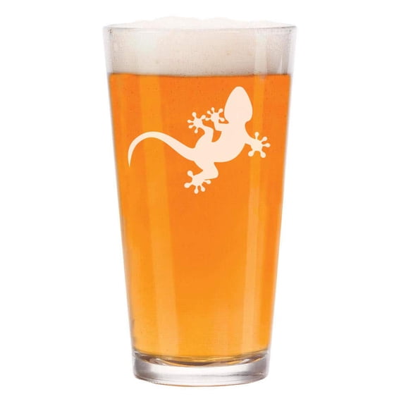 16 oz Beer Pint Glass Gecko Lizard