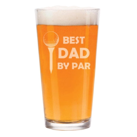 16 oz Beer Pint Glass Gift Best Dad By Par Golf Father's Day For Dad Father