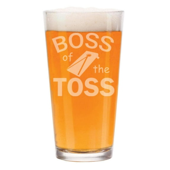 16 oz Beer Pint Glass Gift Boss Of The Toss Cornhole