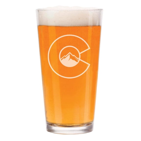 16 oz Beer Pint Glass Gift Colorado Flag with Mountains