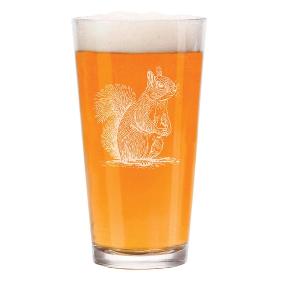 16 oz Beer Pint Glass Gift Curious Squirrel