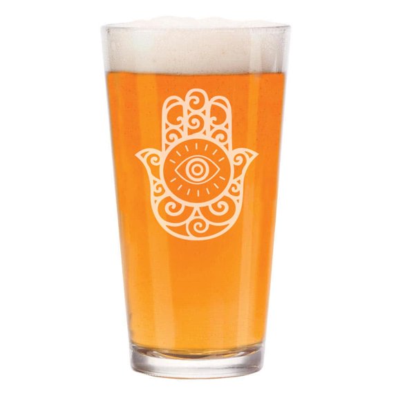 16 oz Beer Pint Glass Gift Evil Eye