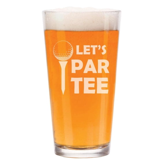 16 oz Beer Pint Glass Gift Let's Par Tee Funny Golf For Golfer Golf Player