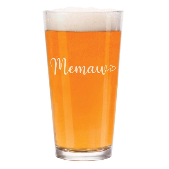 16 oz Beer Pint Glass Gift Memaw With Heart