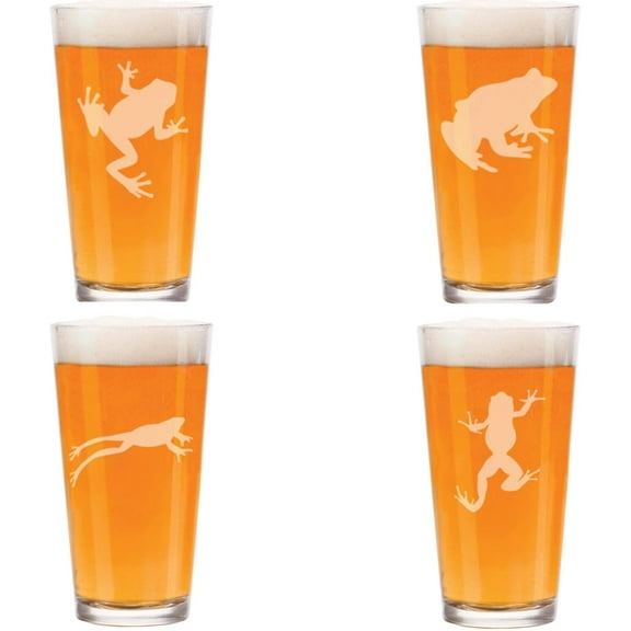 16 oz Beer Pint Glass Gift Set Of 4 Frog Collection