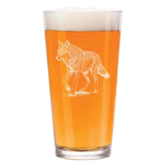 16 oz Beer Pint Glass Gift Wolf