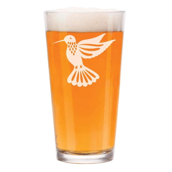 16 oz Beer Pint Glass Hummingbird