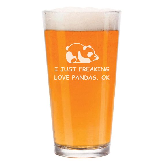 16 oz Beer Pint Glass I Just Freaking Love Pandas Funny