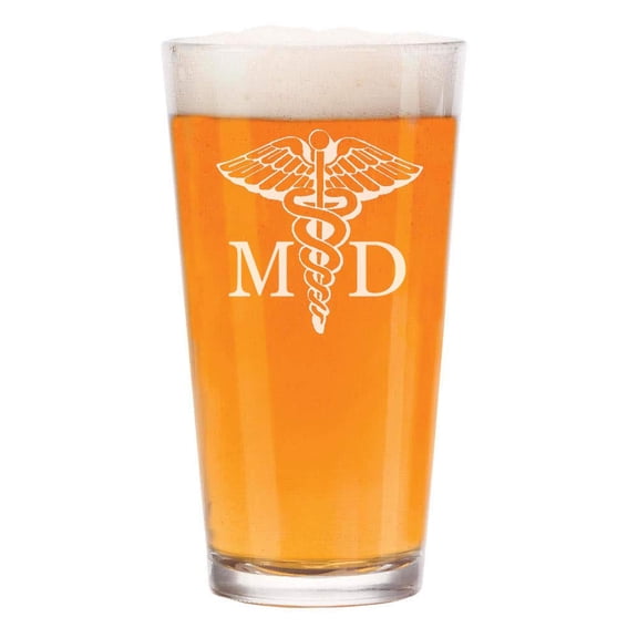 16 oz Beer Pint Glass MD Medical Doctor