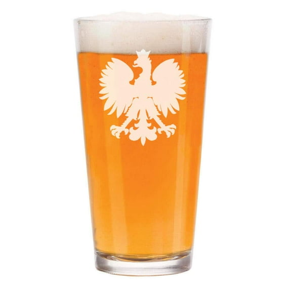 16 oz Beer Pint Glass Poland Polish Eagle