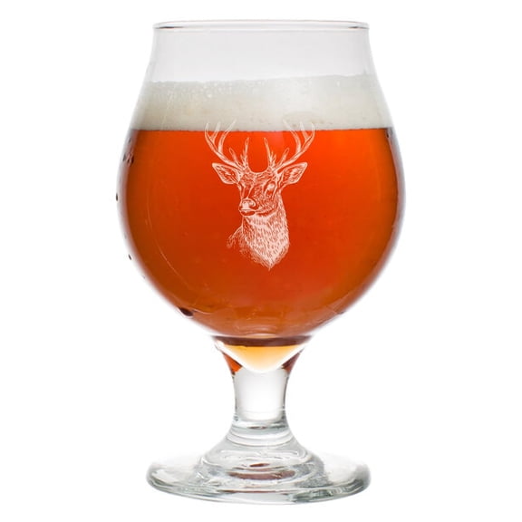 16 oz Belgian Beer Tulip Glass Stemmed Beer Glass Deer
