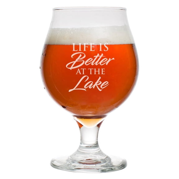 16 oz Belgian Beer Tulip Glass Stemmed Beer Glass Life Is Better By The Lake