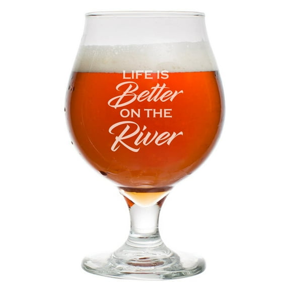 16 oz Belgian Beer Tulip Glass Stemmed Beer Glass Life Is Better On The River