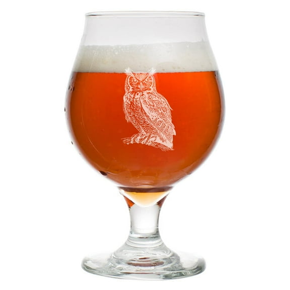 16 oz Belgian Beer Tulip Glass Stemmed Beer Glass Owl