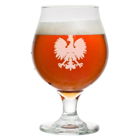 16 oz Belgian Beer Tulip Glass Stemmed Beer Glass Poland Polish Eagle
