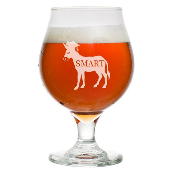 16 oz Belgian Beer Tulip Glass Stemmed Beer Glass Smart Ass Donkey Funny Grad Graduation
