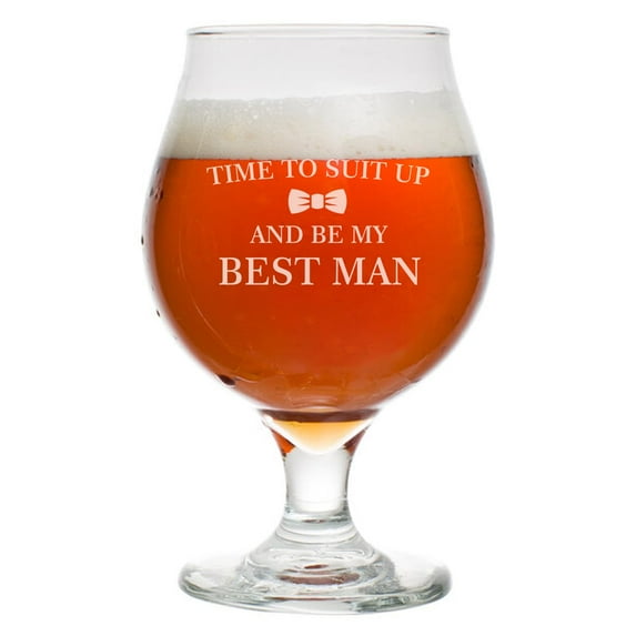 16 oz Belgian Beer Tulip Glass Stemmed Beer Glass Time To Suit Up And Be My Best Man Proposal