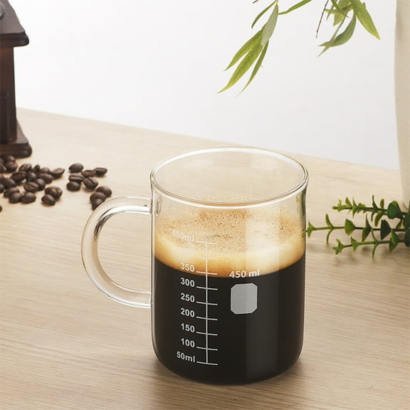 16 oz Caffeine Beaker Mug Caffeine Molecule Mug with Handle Graduated Beaker Coffee Cup Borosilicate Glass Chemistry Cup, Measuring for Coffee, Latte, Tea, Hot Cold Beverage, 450ml