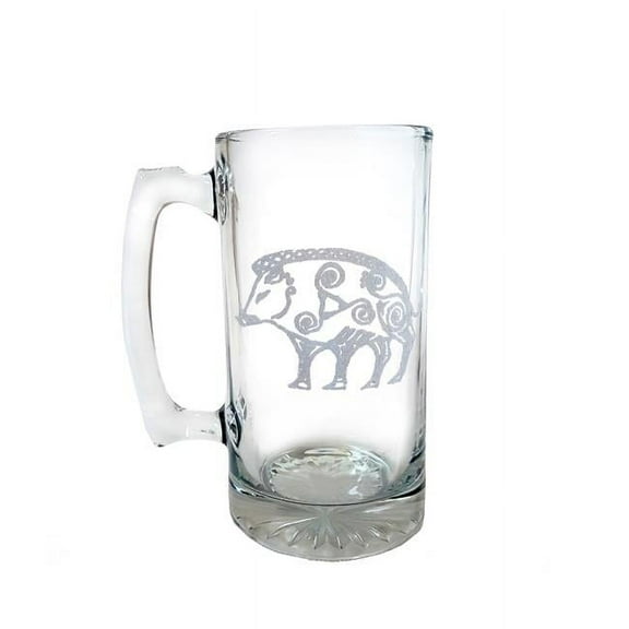 16 oz Celtic Boar Engraved Stein Glass