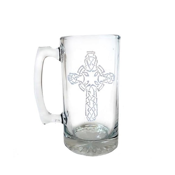 16 oz Celtic Cross Engraved Stein Glass