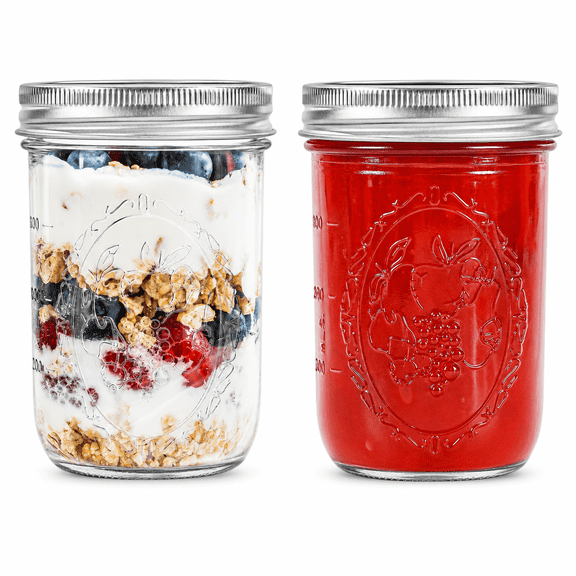 16 oz Clear Glass Canning Jars 2 Pack, For Fermenting Pickling Preserving