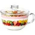 thumbnail image 1 of 16 oz Clear Glass Cereal Bowl with Handle & Lid, 500ml Microwave Safe Soup Bowl for Oatmeal Yogurt Dessert & Breakfast, 1 of 6