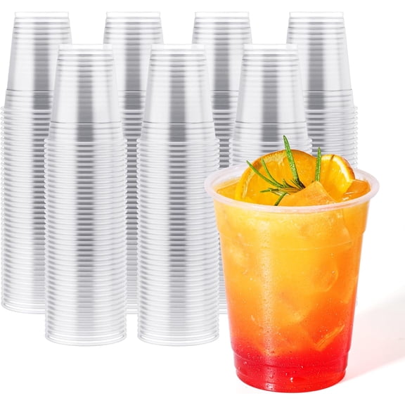 16 oz Clear Plastic Cups,Disposable Cups Drinking Cups for Ice Coffee,Milkshake, Cold Drinks