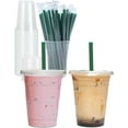 16 oz Clear Plastic Cups with Lids and STRAWS, Disposable Party Cups