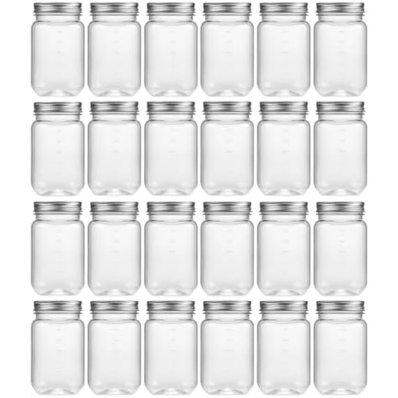 16 oz Clear Plastic Jars with Lids, Refillable 16oz Mason Jars with ...