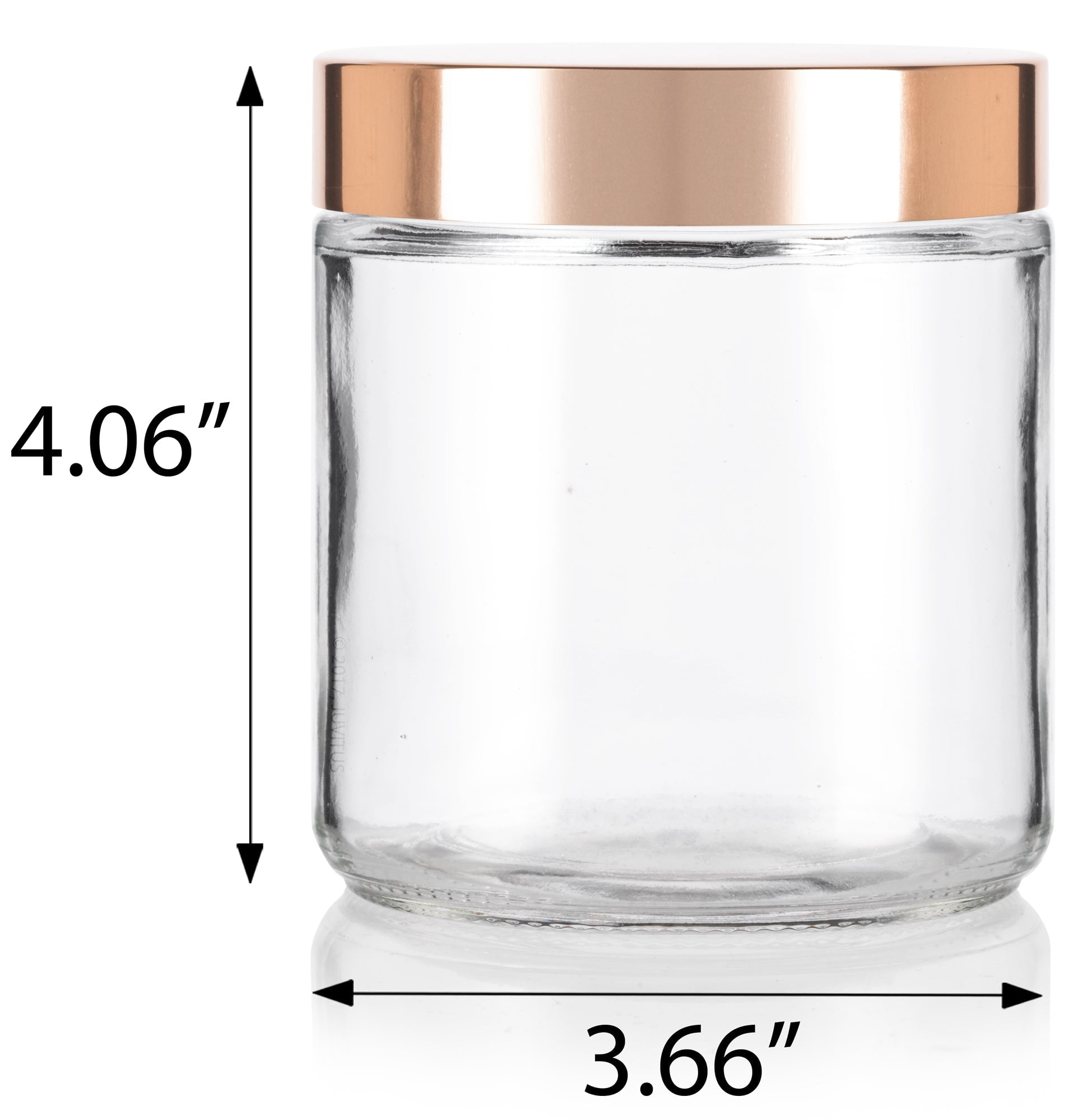 Shell Lids 16 oz Clear Thick Glass Straight Sided Jar with Gold Metal Overshell ...