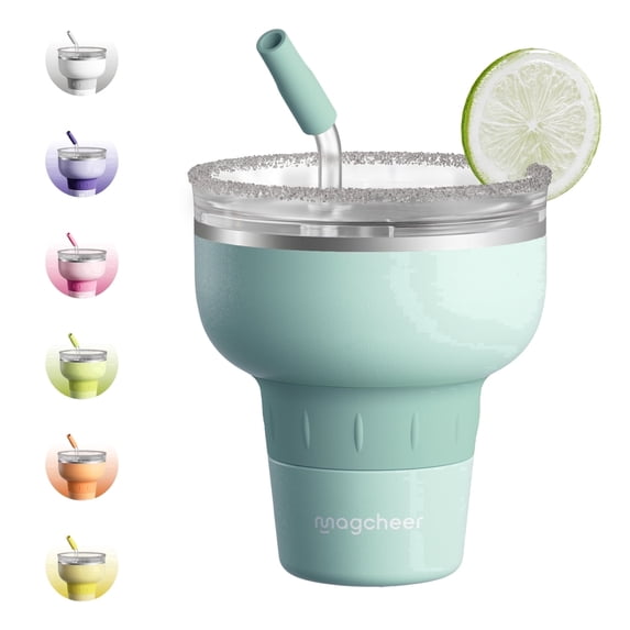 16 oz Cocktail Tumbler with Lid and Straw - Stainless Steel Insulated Margarita Tumbler