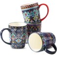 thumbnail image 1 of 16 oz Coffee Mugs Set of 4, Large Ceramic Coffee Cups, Colorful Mugs Set with Handles for Latte, Hot Cocoa, , Housewarming , Dishwasher & Microwave Safe, Bohemian, 1 of 6