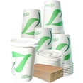 thumbnail image 1 of 16 oz Compostable Paper Cups with White Flat Lids and Sleeves - Biodegradable Disposable White Paper Coffee Cups PLA Lined - Eco-friendly Hot and Cold Drinking Cups (300), 1 of 4