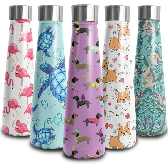 16 oz Dachshund Stainless Steel Water Bottle, Dog Leak Proof Cola Shape Thermo, Insulated Sports Flask Travel Coffee Mug Cup Tumbler, Gifts for Woman Animal Lovers