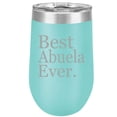 thumbnail image 1 of 16 oz Double Wall Vacuum Insulated Stainless Steel Stemless Wine Tumbler Glass Coffee Travel Mug With Lid Best Abuela Ever Grandma Grandmother (Teal), 1 of 1