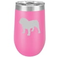 thumbnail image 1 of 16 oz Double Wall Vacuum Insulated Stainless Steel Stemless Wine Tumbler Glass Coffee Travel Mug With Lid Bulldog (Hot Pink), 1 of 1