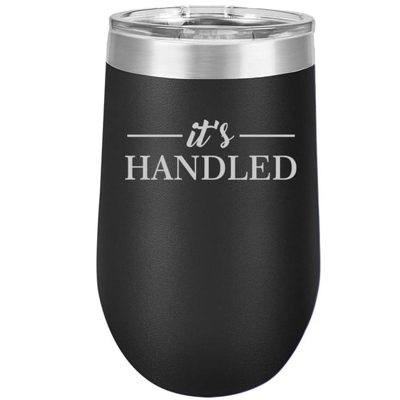 16 oz Double Wall Vacuum Insulated Stainless Steel Stemless Wine Tumbler Glass Coffee Travel Mug With Lid It's Handled