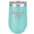 thumbnail image 1 of 16 oz Double Wall Vacuum Insulated Stainless Steel Stemless Wine Tumbler Glass Coffee Travel Mug With Lid Legal AF 21st Birthday (Teal), 1 of 1
