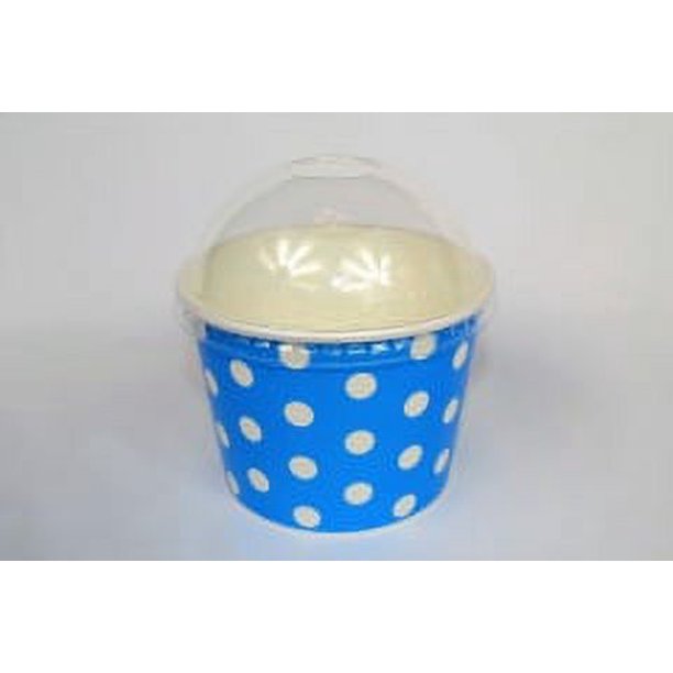 16 oz Frozen Yogurt Ice Cream Cups Polka Dot Blue from Frozen Solutions